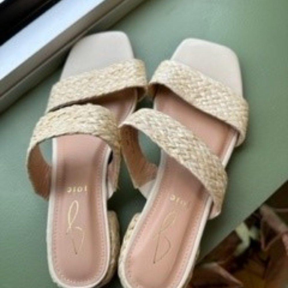 Women's Slide Sandals, Double Straw Band Open Toe Casual Beach